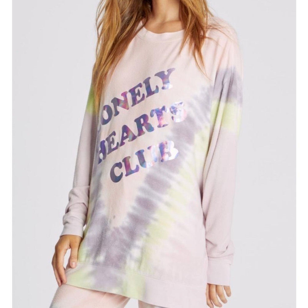 NWT Wildfox Lonely Hearts Roadtrip Aurora Wash Oversized Sweatshirt. Size Small.